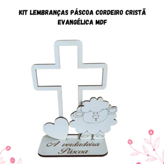 kIT Lembranças Páscoa Cordeiro Cristã Evangélica Mdf em Oferta na Shopee