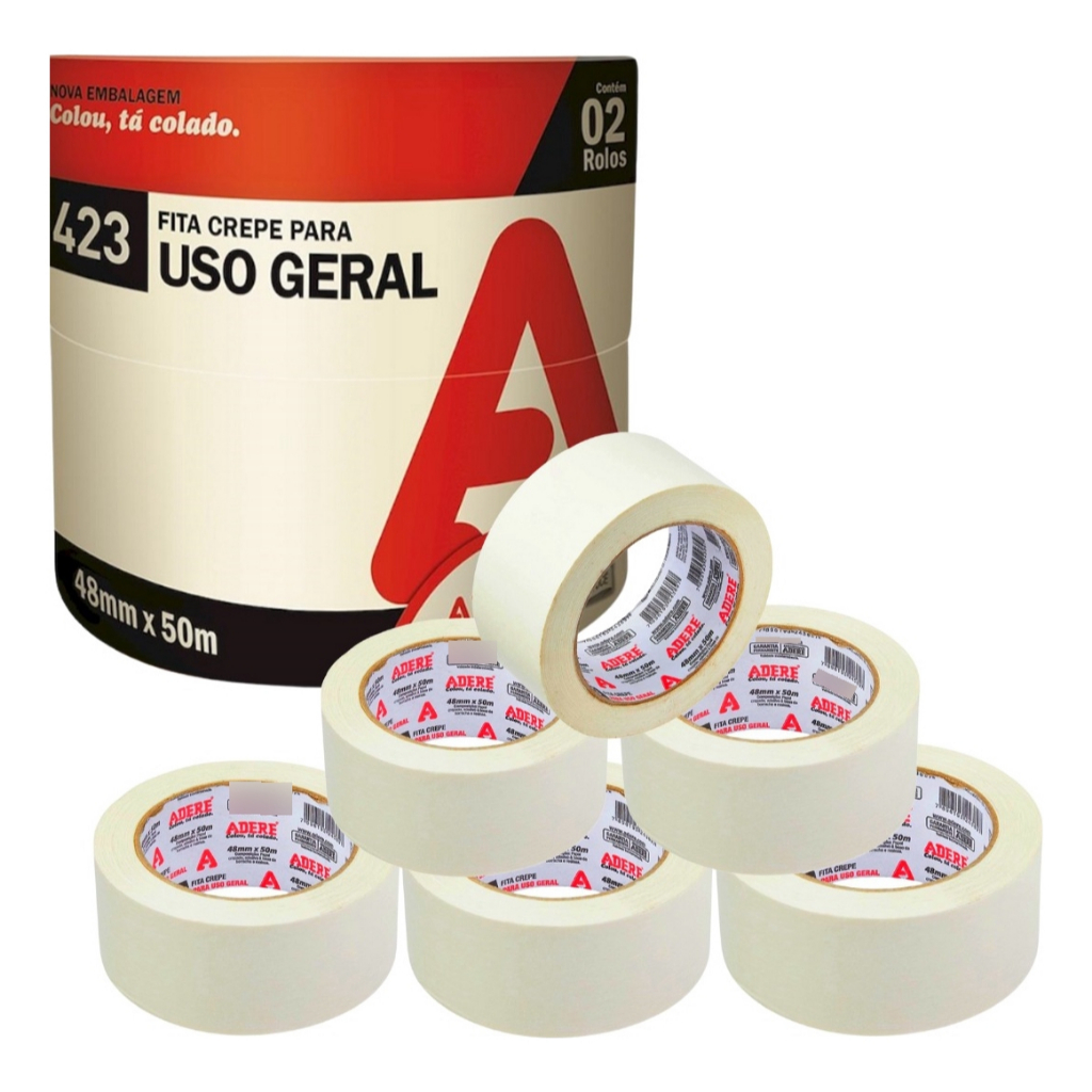 Kit 6 Fita Crepe De Pintura Larga 48mm X 50m Grande Adere | Shopee Brasil