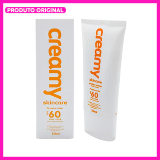 Creamy Protetor Solar FPS 60 UVA + UVB 50ml (Fórmula Aquosa de Alta Proteção, Toque Seco e Rápida Absorção)