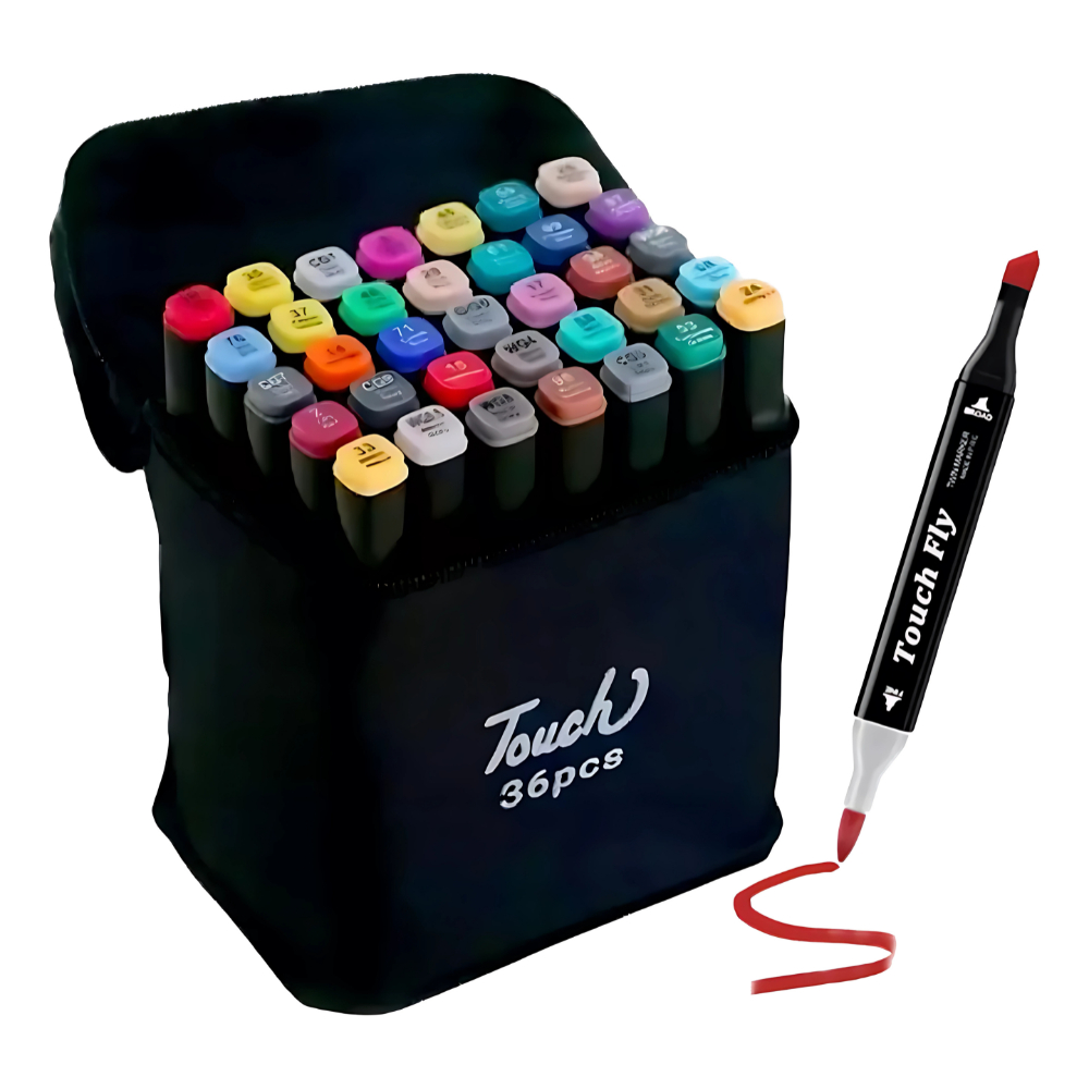InnerSignal 2点セット Canetinha Kit 36 Cores Estojo Bolsa Marca Texto Ponta Dupla (Fina