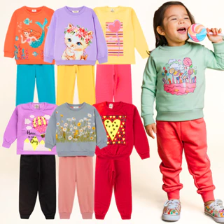 Kit 8 Peças Conjunto Moletom Infantil Menina 1 ao 14 Feminino Outono Inverno Pronto para envio em Oferta na Shopee