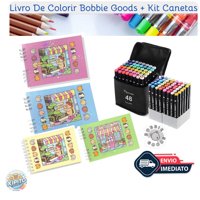 Kit Pintura Livro De Colorir Bobbie Goods + Caneta Marcadora De Ponta ...