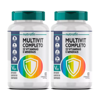 Kit 2 Potes Multivit Completo 120 Comps 22 Vitaminas e Minerais Nutralin