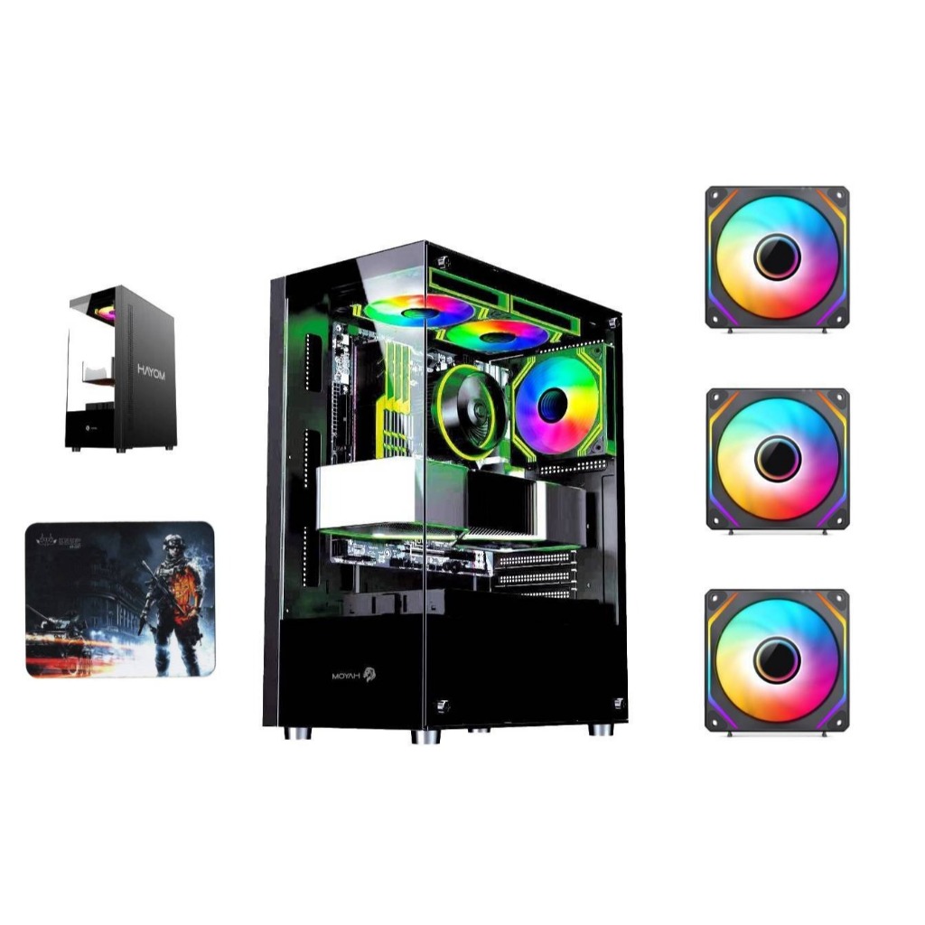 Gabinete Gamer CPU Preto Vidro com 3 Fans 1792 + Mousepad de Brinde Top