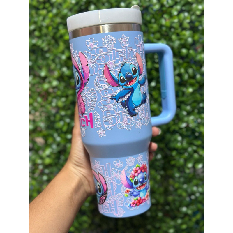 Copo Garrafa Térmica 1200ml Stitch Fofo Disney Bebidas Quentes e Frias Resistente e liso