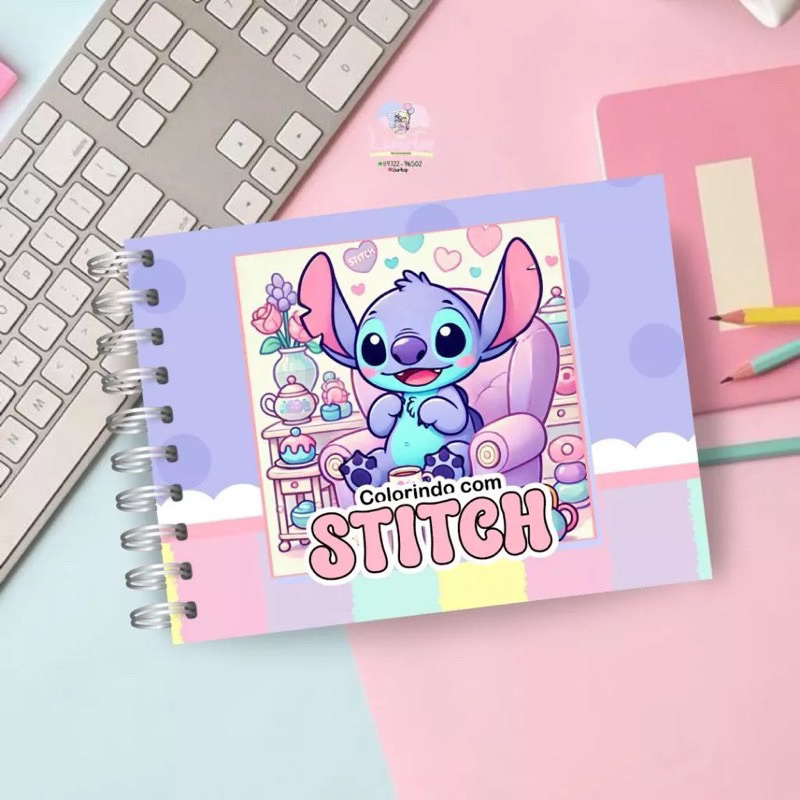 Livro de Colorir STITCH capa dura Folhas Grossas Estilo Bobbie Goods ...