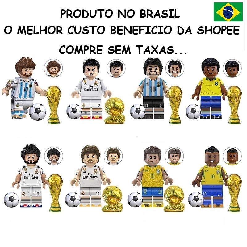 BONECOS MINIFIGURE JOGADOR DE FUTEBOL CRISTIANO RONALDO MESSI NEYMAR RONALDINHO GAUCHO PELE RONALDO KAKA