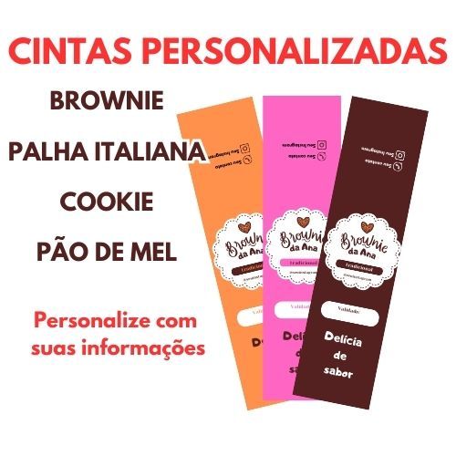 250 Cintas 4x20cm para Brownie Pão de Mel Palha Italiana