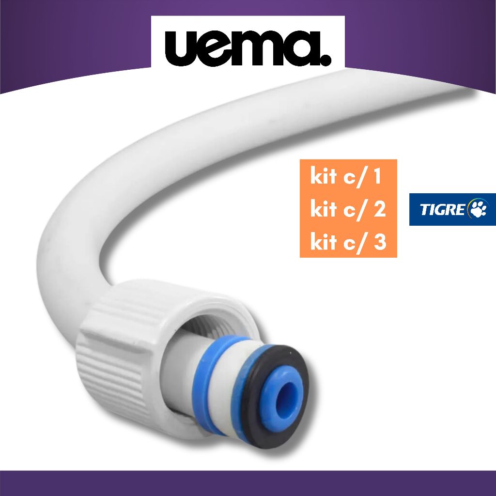 Engate Flexível Torneira 1/2" Tigre 40cm 50cm 60cm Rabicho Mangueira PVC Pia Banheiro Descarga