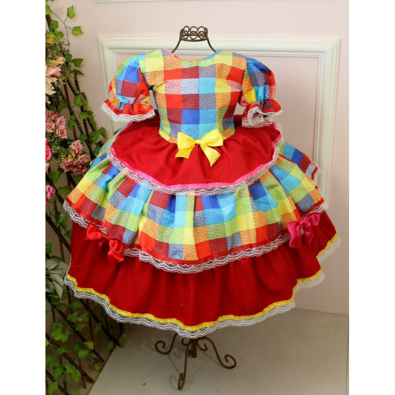 Vestido Festa Junina Quadrilha Infantil Caipira Caipirinha Luxinho