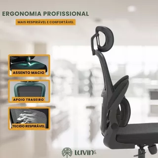 Cadeira De Escritório Ergonômica LuvinCo Genebra B500 G500 Executiva Suporte Lombar Tela Mesh 200kg