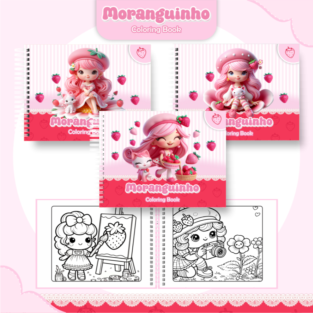 Livro de Colorir Moranguinho - 50 folhas - 180g. Estilo Bobbie Goods ...