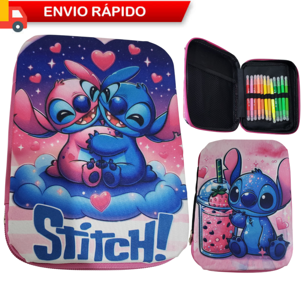 Estojo Escolar Box Stitch Estilo Infantil Quadrado Grande Unissex ...