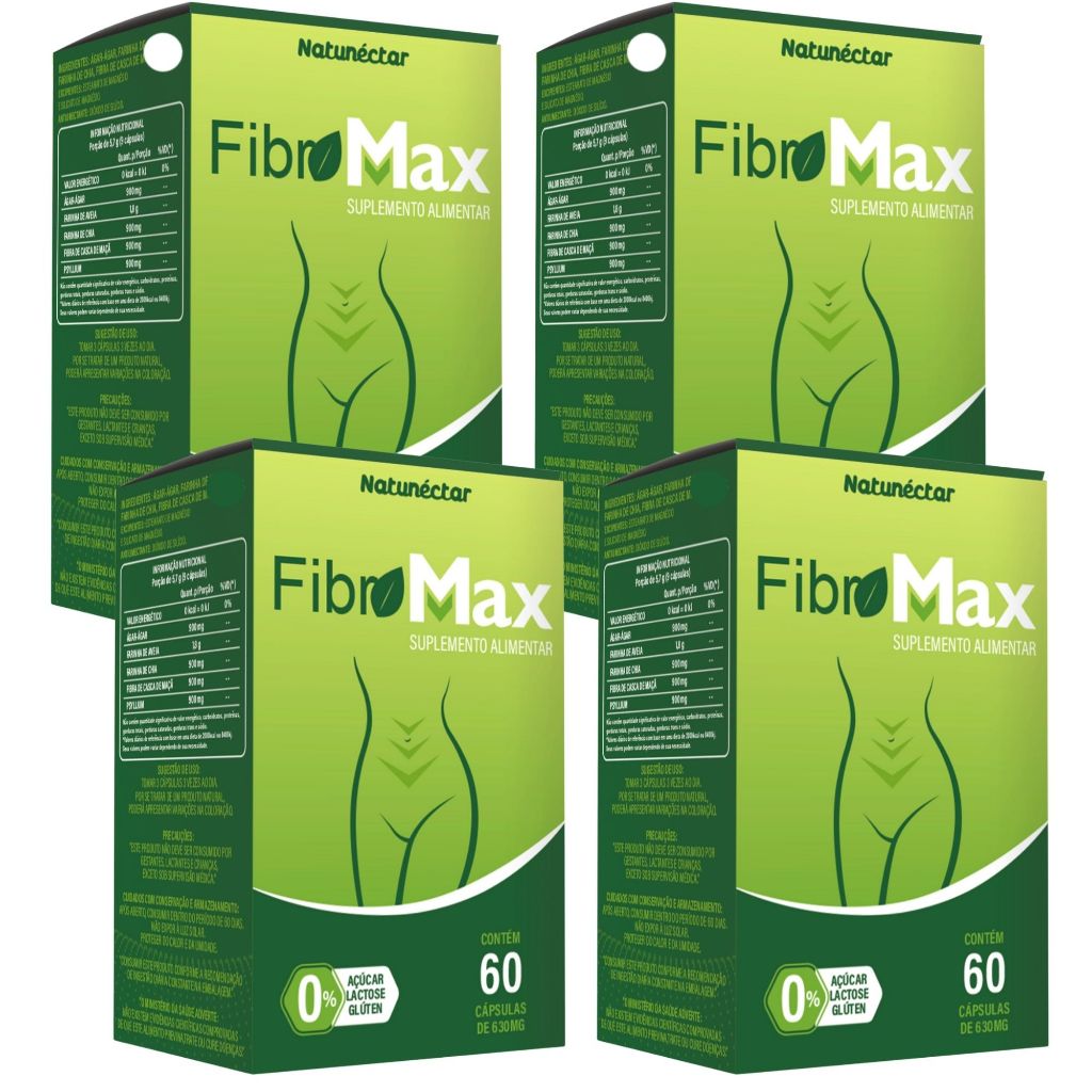 Kit Combo 4 Fibromax 240 Cápsulas – Natunéctar | Shopee Brasil