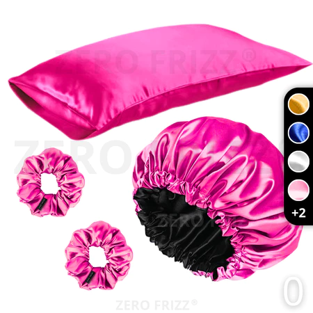 ""ZERO FRIZZ Kit Noite Pefeita | 1 Touca dupla face + 1 Fronha + 2 xuxinhas
