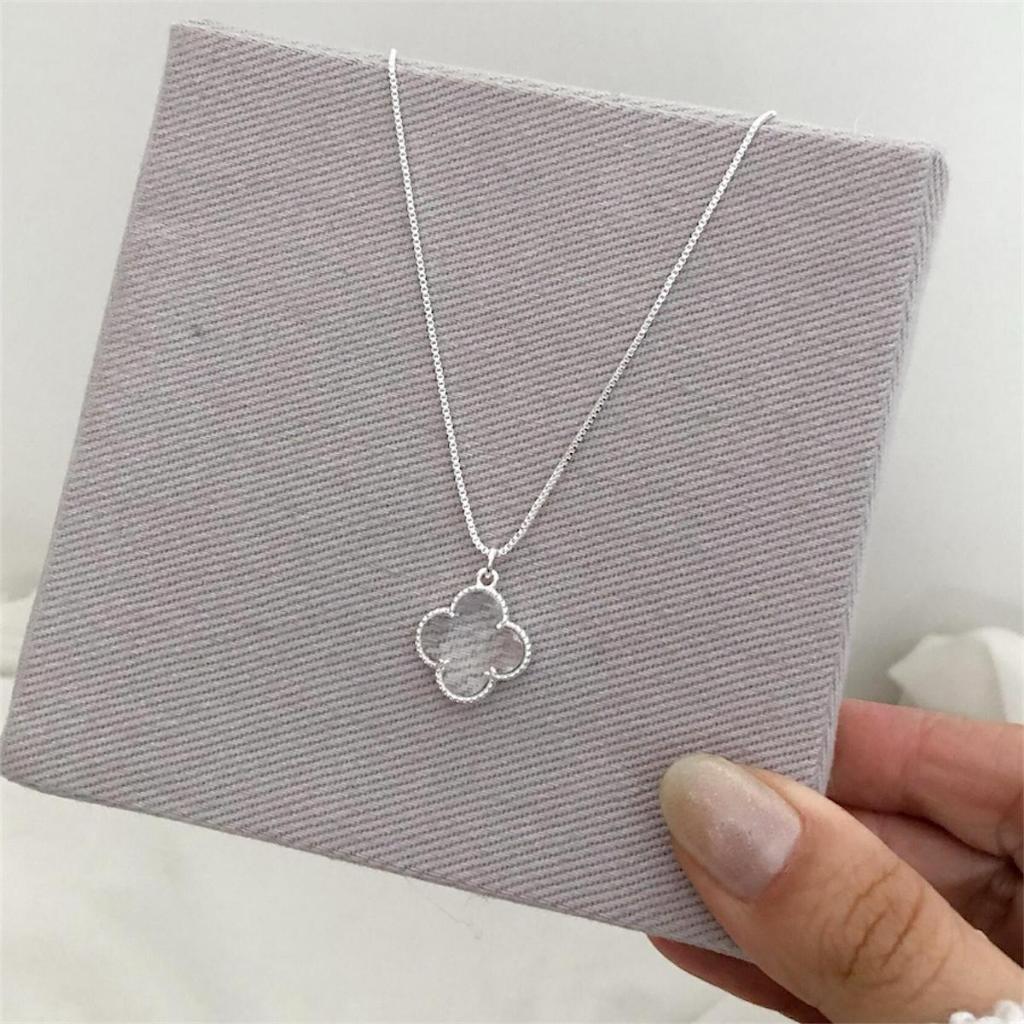 Colar Trevo 4 Folhas Cristal Folheado a prata 925 | Shopee Brasil