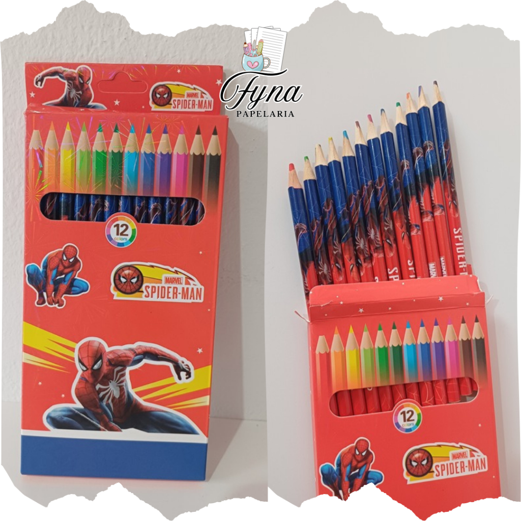 Lápis de Cor Homem Aranha 12 Cores | Shopee Brasil