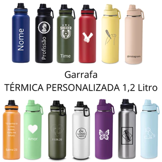 Garrafa TÉRMICA PERSONALIZADA 1,2L times nome presentes luxo famosa filho filha home office academia escritório direito