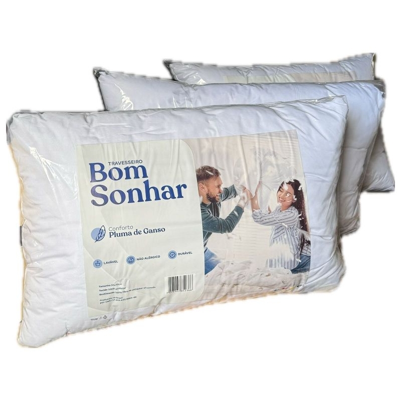 travesseiro bom sonhar pena de ganso | Shopee Brasil