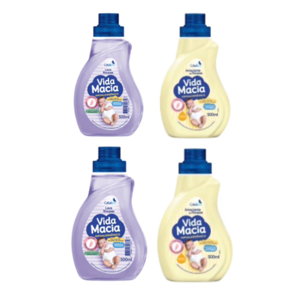 Vida Macia : 2 Sabão Liquido Bebê + 2 Amaciante Camomila 500ml Cada ...