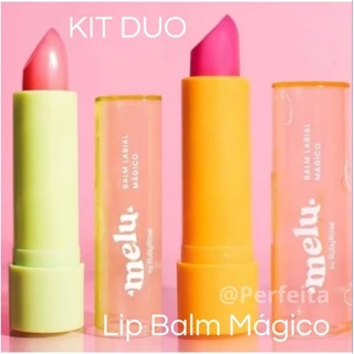 Lip  Balm Mágico Gloss Vegano Batom  Lábios Kit Com 02 Lips  Strawberry  Fruits Melu By Ruby Rose em Oferta na Shopee