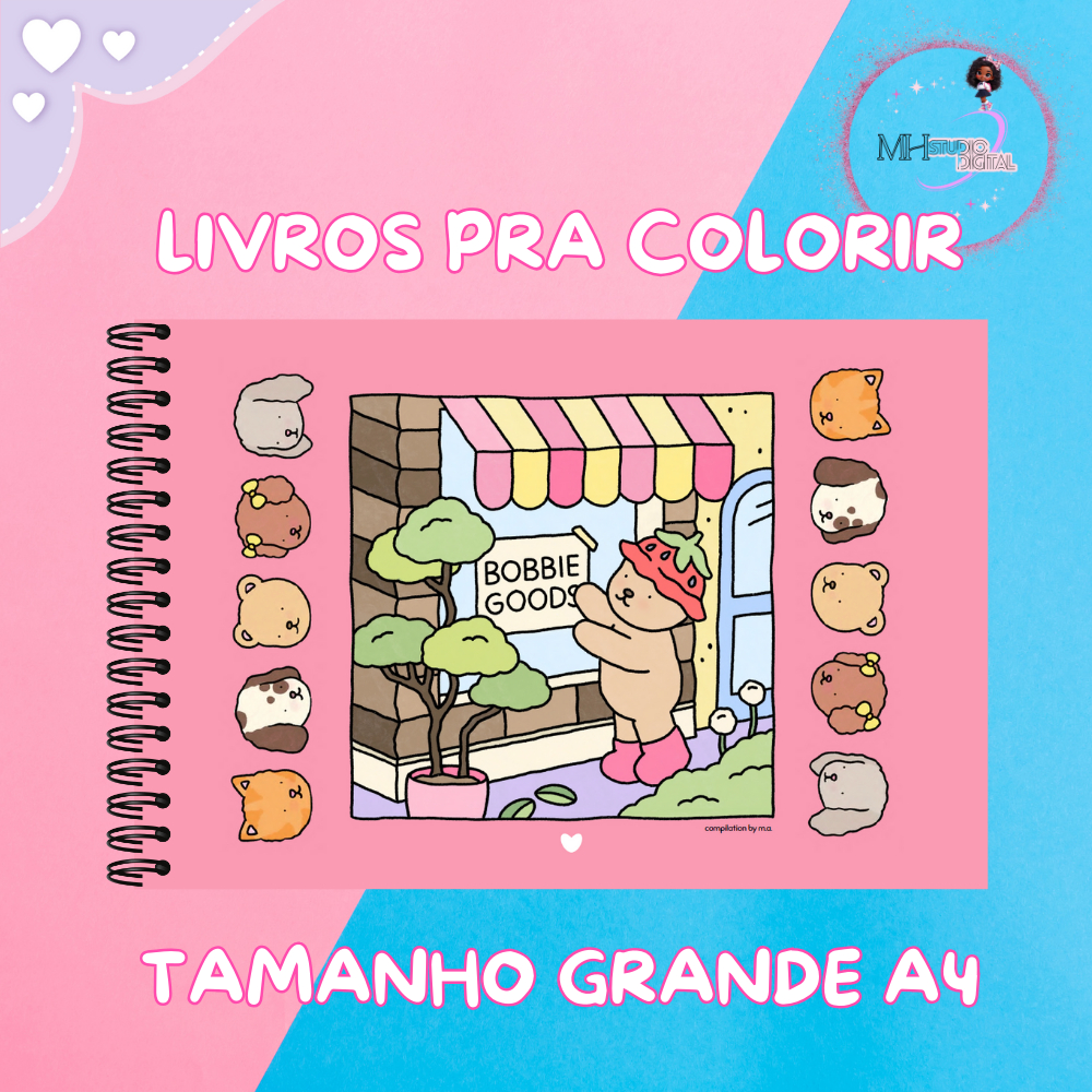 Livro de Colorir Pintar Bobbie Goods Capa Rosa Com 75 100 ou 150 Folhas ...