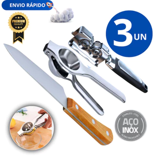Kit 03 Afiador Amolador de Faca Linha Premium  Espremedor de Limão Faca com cabo de Madeira Carne Churrasco Praticidade em Oferta na Shopee