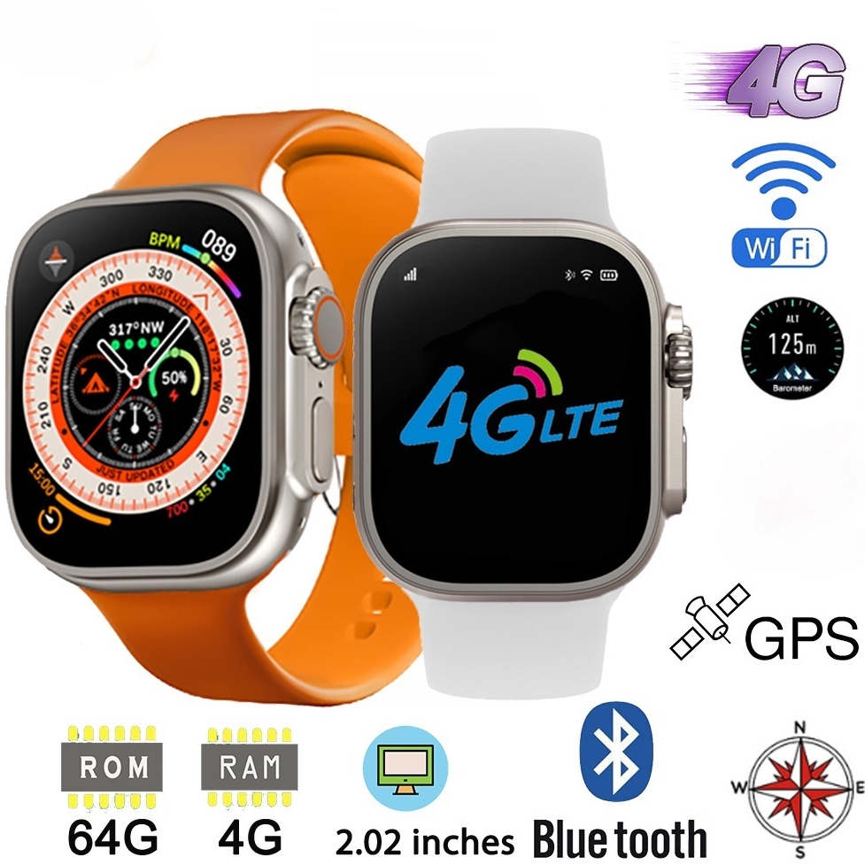 Smartwatch X8 Ultra 4G LTE Android 🤖 Play Store + GPS + POWER BANK + Monitoramento de Saúde ❤️ Cor PRATA 2/32GB + Brinde