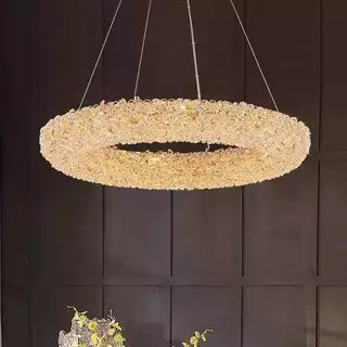 Lustre de Cristal Redondo Iluminação Moderna para Sala, Quarto e Restaurante·Design Minimalista Sofisticado bivolt 3cors