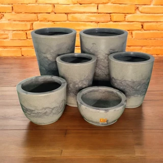 Kit 6 Vasos P/Planta Redondo e Coluna Bojo P, M + Bojo e Bacia P em Polietileno Casa Jardim C/Prato