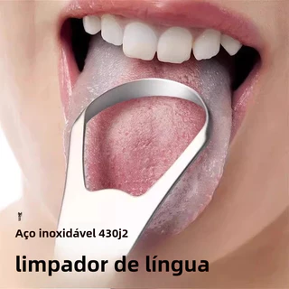Kit 2 Limpador de Lingua Removedor Aço Inox mal hálito