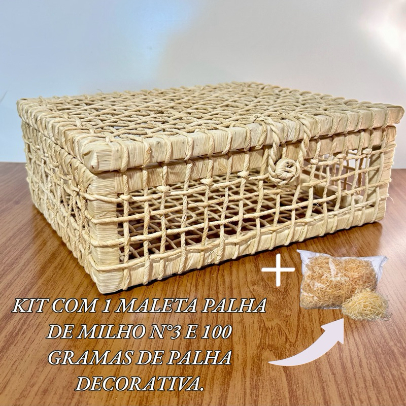 Cesta Decorativa Palha de Milho nº3 + 100g de Palha Decorativa | Shopee ...