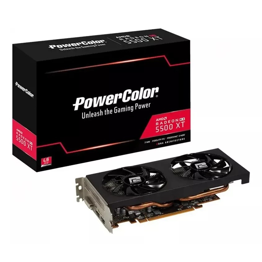 Placa de video Amd Powercolor Rx 5500xt 4gbd6-dh/oc 1a1-g00325500g ...