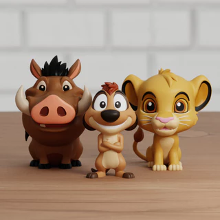 miniatura action figure rei leão timão e pumba - boneco colecionável rei leao timao e pumba e simba disney 10 cm