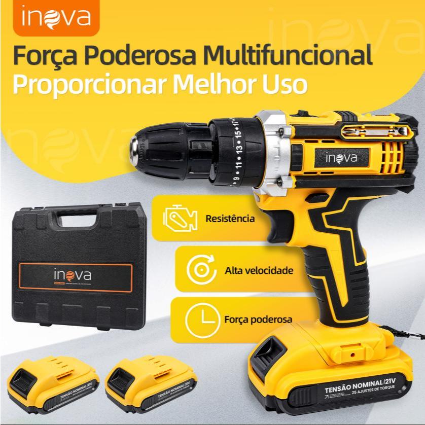 ふ*様 NUARL Inovator INOVA Parafusadeira Furadeira e Chave De Impacto21vBaterias Sem