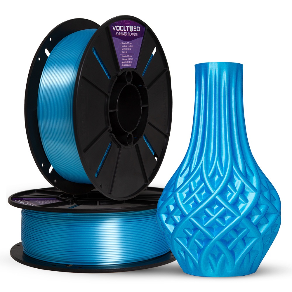 Voolt3D Filamento PLA V-Silk Azul Sky 1Kg 1,75mm para Impressora 3D FDM ...