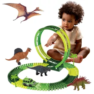 Pista Dinossauro com Looping Carrinho Circuito Radical 92 Peças