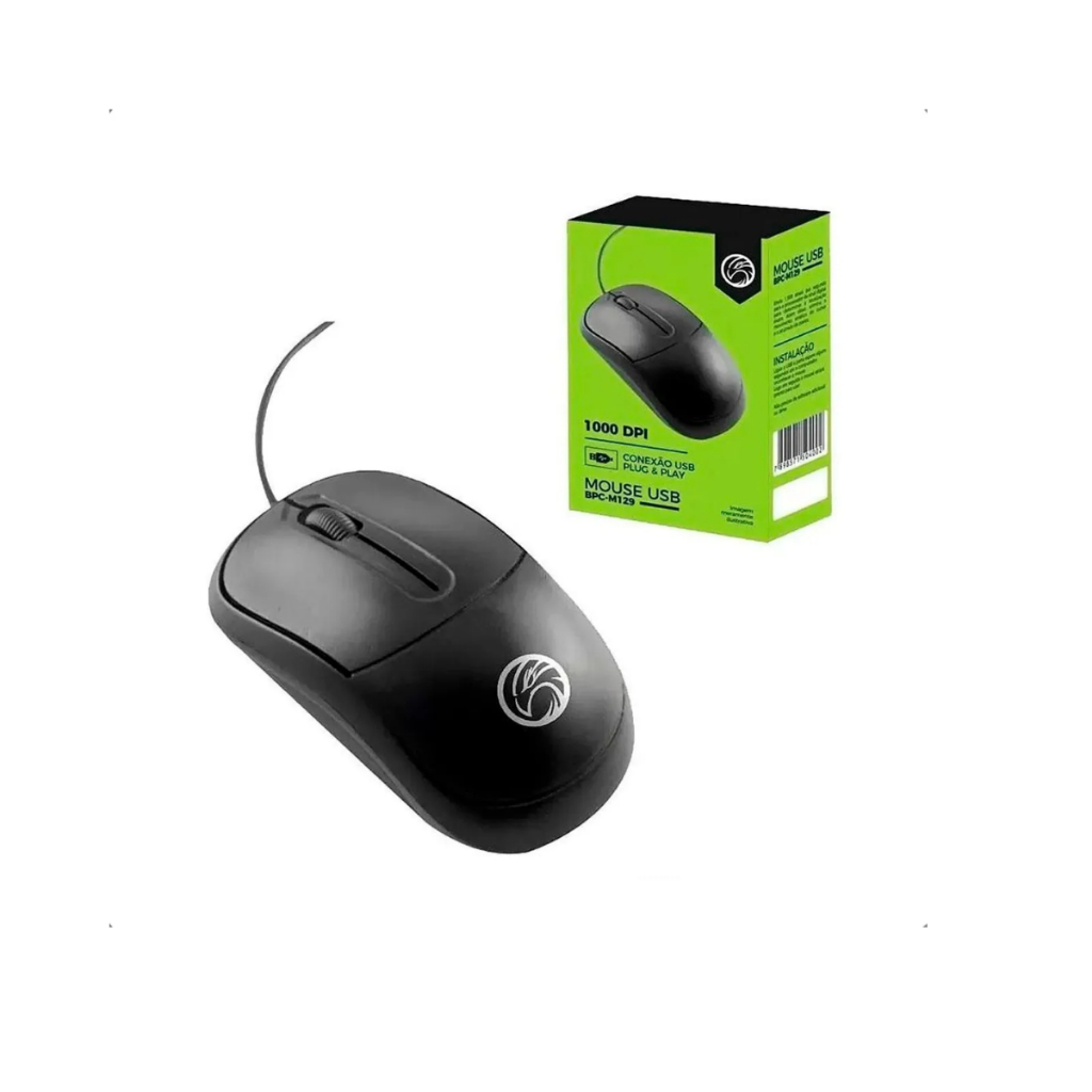 Mouse USB Óptico BPC M129 Design Ergonômico Precisão e Conforto Preto ...