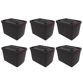 Kit 6 Caixas Organizadoras HeavyBox 95L com Rodas Trava