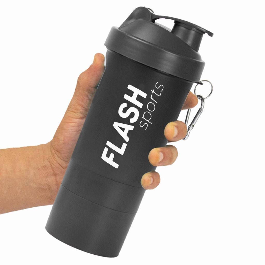 Coqueteleira Shaker Academia 500ml 3 Compartimentos Suplementos Fit ...