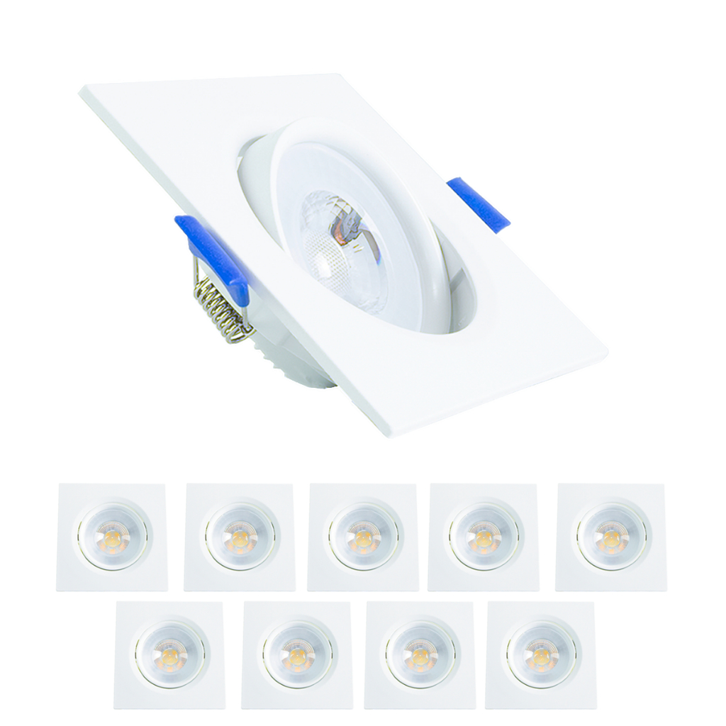 Kit 10 Spot Led 7w Direcionável Quadrado Branco Quente Teto