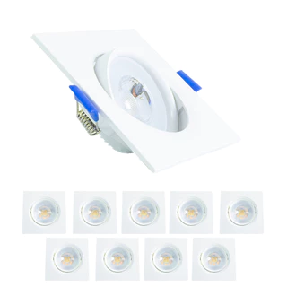 Kit 10 Spot Led 7w Direcionável Quadrado Branco Quente Teto