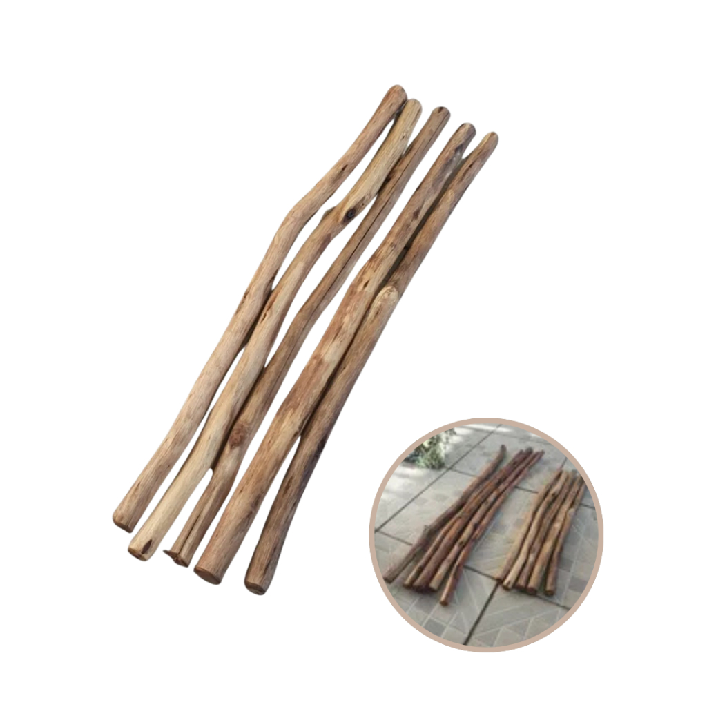 1 Galho Madeira Macrame Artesanal Tratado 1 Metro Natural