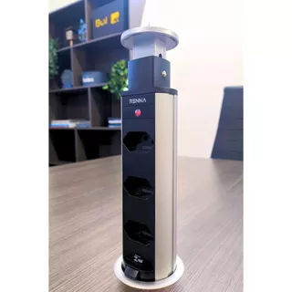 Torre 3 Tomadas Multiplug Retratil Embutir Mesa Bivolt Prata Renna