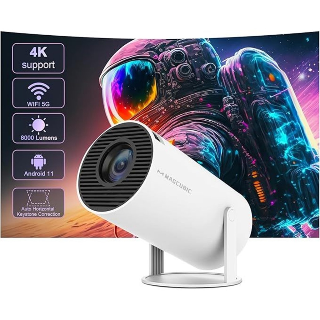 Projetor Portatil 5G Wifi 6 BT 5.0 Android 11Projetor 4K 1080P Full HD Suporte 8000 Lumens Led