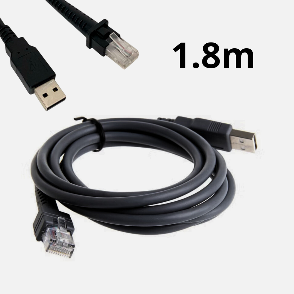 Cabo Para Leitor De Código De Barras 1.8m USB 2.0 RJ50