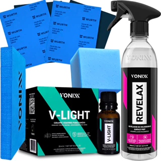 Kit Polimento Farol Revelax Lixa Vitrificador V-Light Vonixx