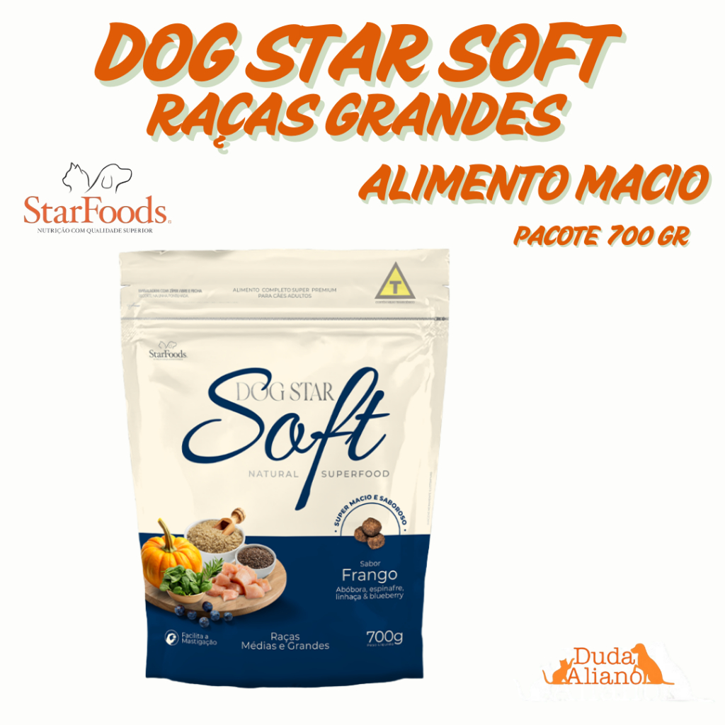 Ração Macia para cachorro Adulto Dog Star Soft Raças Médias e Grandes ...