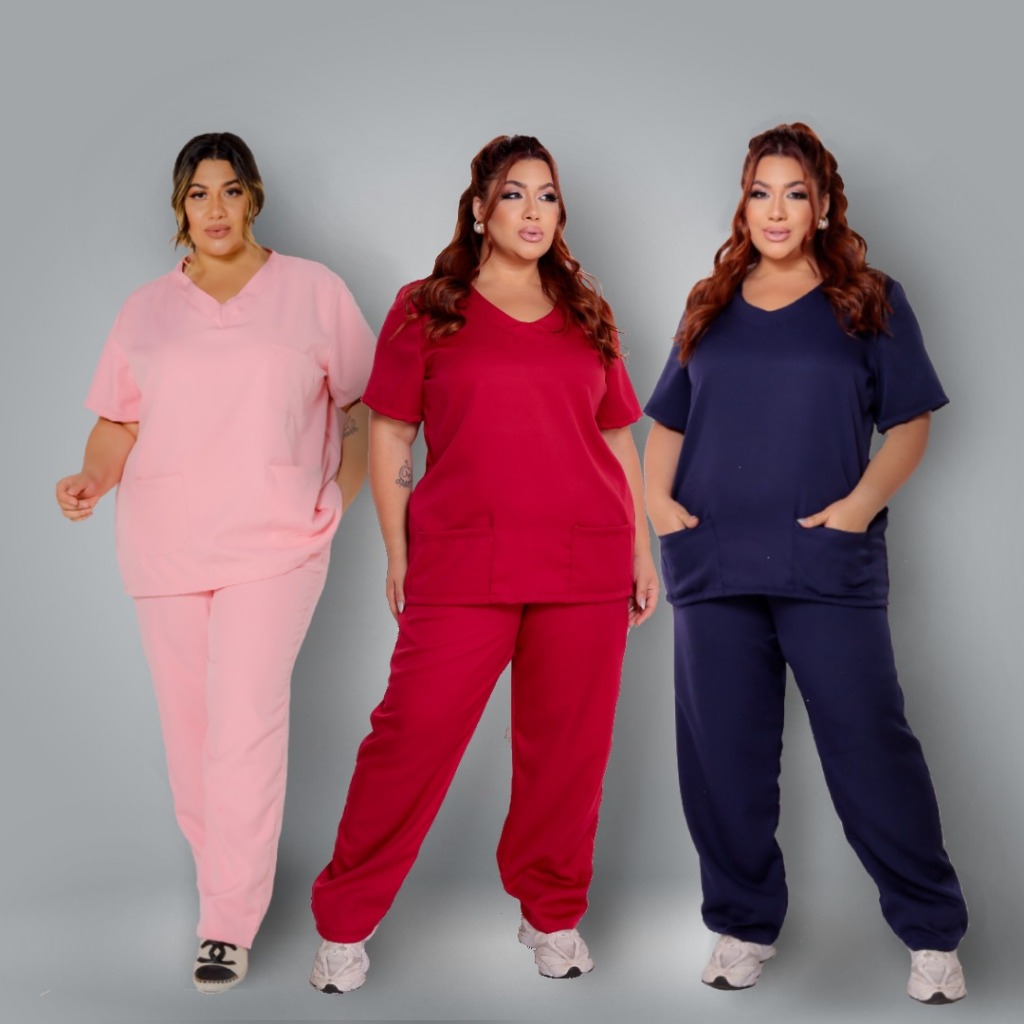 Kit 3 Scrub Privativos Uniforme Cuidadora de Idosos Gabardine Promoção ...