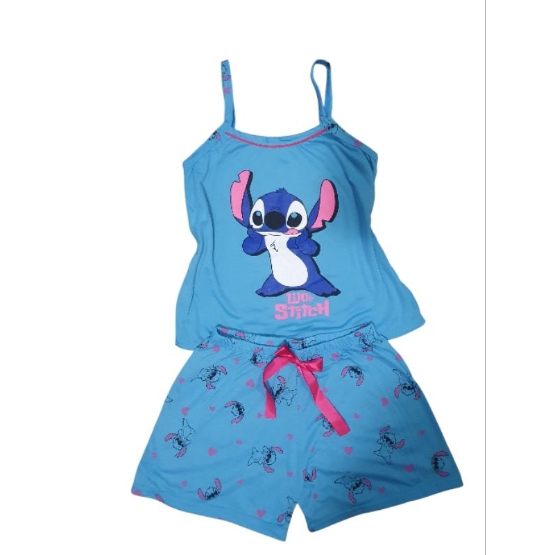 Pijama adulto feminino Lilo & Stitch Disney azul | Shopee Brasil